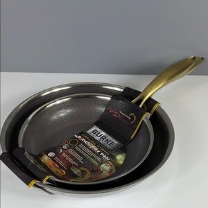 David Burke Ceramic Hybrid 8" 10" Heavy Stainless Steel Skillet Frying Pans NEW